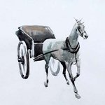 Лошадь с коляской, 25,6x28, 1998 